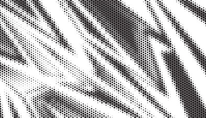 Abstract Hexagon pattern Vector for Geometric Technology Background. Halftone Hex Retro Simple Pattern. Minimal Style Dynamic Tech Wallpaper. Black and white Fully editable vector element