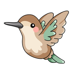 Cute Bird Cartoon Kawaii Sticker. Character Vector Illustration