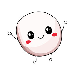 Cute Mochi Cartoon Kawaii Sticker. Character Vector Illustration