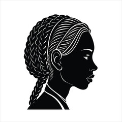 Cultural  girl hair Styles silhouette vector design 