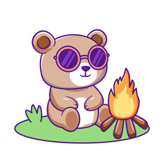 Naklejka premium Cute Bear Cartoon Kawaii Sticker. Character Vector Illustration