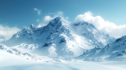 Obraz premium Snowy mountain pass under a clear sky