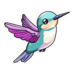 Cute Bird Cartoon Kawaii Sticker. Character Vector Illustration