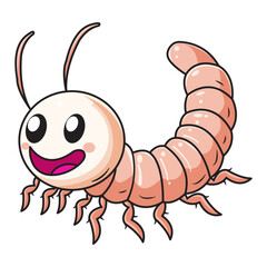 Obraz premium Cute Caterpillar Cartoon Kawaii Sticker. Character Vector Illustration