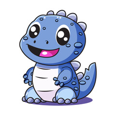 Cute Dragon Cartoon Kawaii Sticker. Character Vector Illustration