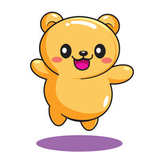 Cute Bear Cartoon Kawaii Sticker. Character Vector Illustration