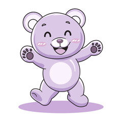 Cute Bear Cartoon Kawaii Sticker. Character Vector Illustration