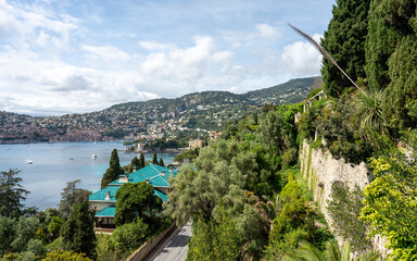 Saint-Jean-Cap-Ferrat, Provence-Alpes-Cote d'Azur, France - May 3, 2024 - Coastal View with Turquoise Roofs