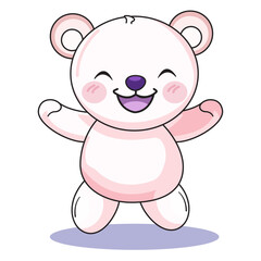 Cute Bear Cartoon Kawaii Sticker. Character Vector Illustration