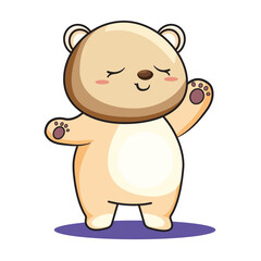 Obraz premium Cute Bear Cartoon Kawaii Sticker. Character Vector Illustration