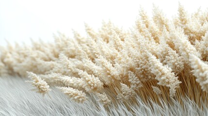 Cream-colored dried grass on fluffy surface.