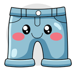 Cute Pants Cartoon Kawaii Sticker. Character Vector Illustration