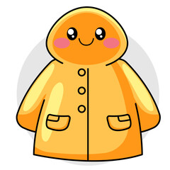 Cute Raincoat Cartoon Kawaii Sticker. Character Vector Illustration
