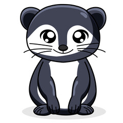 Cute Otter Cartoon Kawaii Sticker. Character Vector Illustration