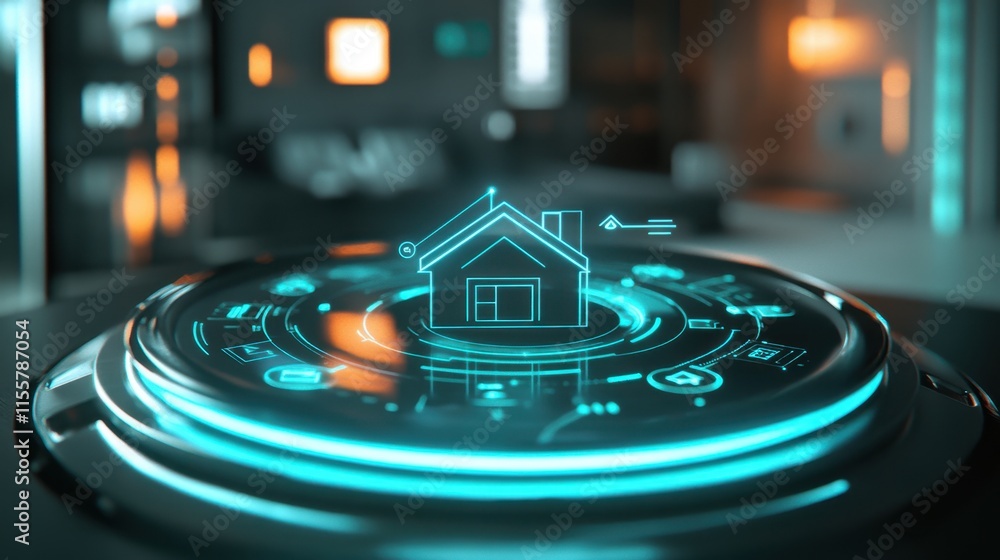 Poster futuristic smart home technology concepts with digital interface