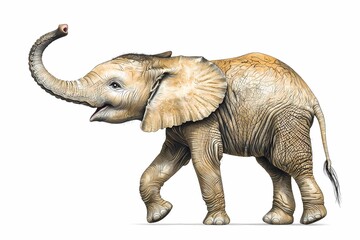 Obraz premium Playful Baby Elephant Walking with a Joyful Expression in Nature