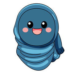 Cute Veil Cartoon Kawaii Sticker. Character Vector Illustration