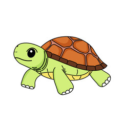 Cute Turtle Cartoon Kawaii Sticker. Character Vector Illustration