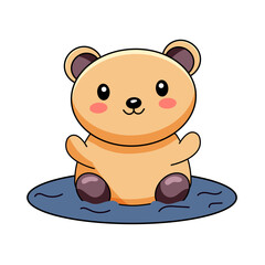 Cute Bear Cartoon Kawaii Sticker. Character Vector Illustration