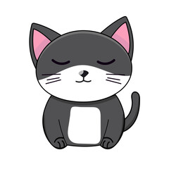Cute Cat Cartoon Kawaii Sticker. Character Vector Illustration