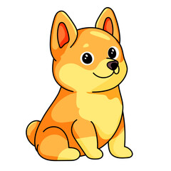 Obraz premium Cute Dog Cartoon Kawaii Sticker. Character Vector Illustration