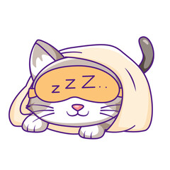 Cute Cat Cartoon Kawaii Sticker. Character Vector Illustration