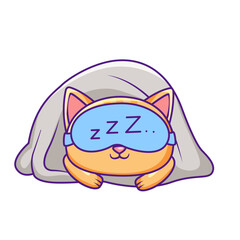 Cute Cat Cartoon Kawaii Sticker. Character Vector Illustration