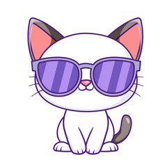 Cute Cat Cartoon Kawaii Sticker. Character Vector Illustration