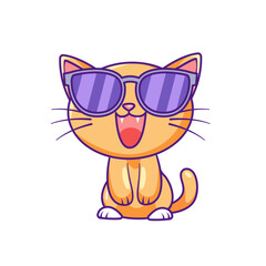 Cute Cat Cartoon Kawaii Sticker. Character Vector Illustration