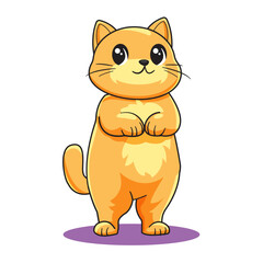Cute Cat Cartoon Kawaii Sticker. Character Vector Illustration