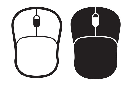 computer mouse line art silhouette vector illustration