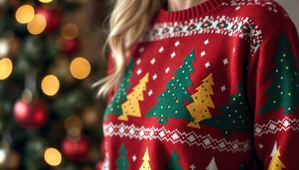 Cozy Christmas Sweater with Holiday Bar Graphs