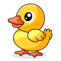 Cute Duck Cartoon Kawaii Sticker. Character Vector Illustration