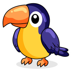 Cute Bird Cartoon Kawaii Sticker. Character Vector Illustration