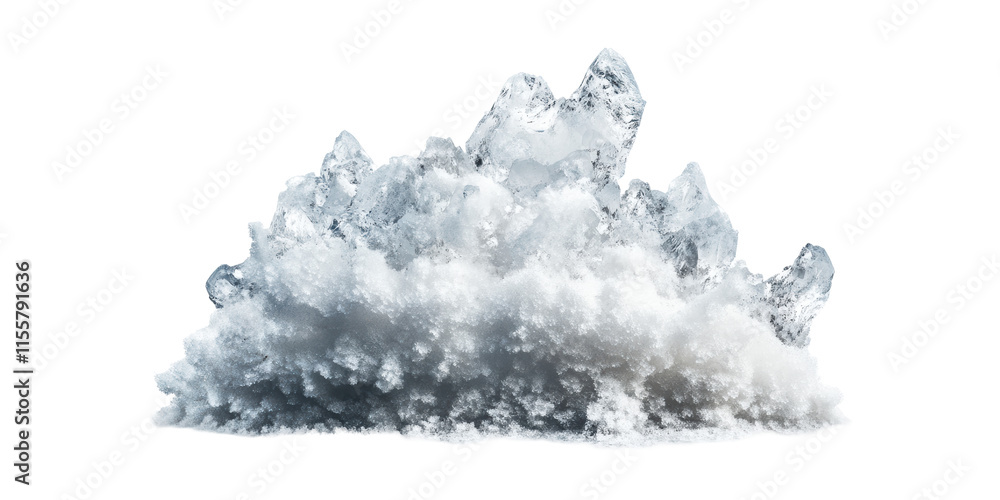 Poster ice and snow cluster isolated on transparent background