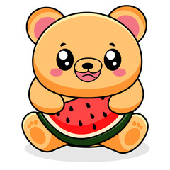 Cute Bear Cartoon Kawaii Sticker. Character Vector Illustration