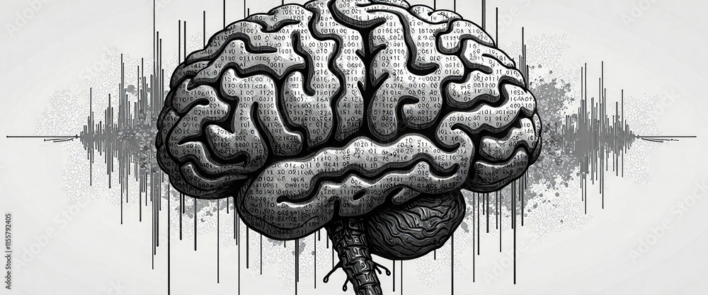 Poster a brain with a lot of detail and a lot of noise. the brain is surrounded by a lot of noise, which ma