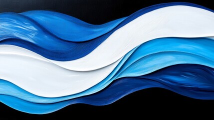 Naklejka premium Abstract Blue White Wave Painting Modern Art Texture Background