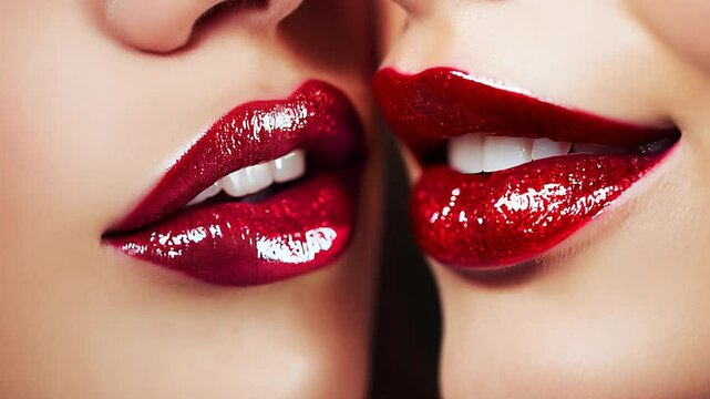 Kiss. I love you. Kissing lips. Couple in love. Intimate relationship and sexual relations. Closeup mouths kissing. Passion and sensual touch. Romantic and love. Concept for Valentines Day.