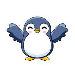 Cute Penguin Cartoon Kawaii Sticker. Character Vector Illustration