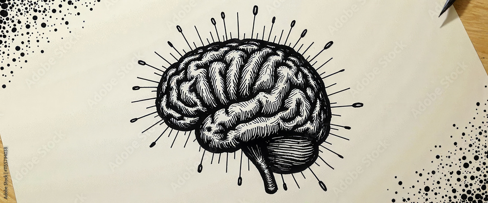 Poster a brain with a lot of detail and a lot of noise. the brain is surrounded by a lot of noise, which ma