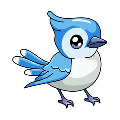 Cute Bird Cartoon Kawaii Sticker. Character Vector Illustration