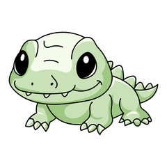 Cute Crocodile Cartoon Kawaii Sticker. Character Vector Illustration