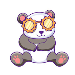 Cute Panda Cartoon Kawaii Sticker. Character Vector Illustration