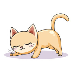 Cute Cat Cartoon Kawaii Sticker. Character Vector Illustration