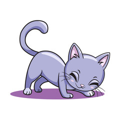 Cute Cat Cartoon Kawaii Sticker. Character Vector Illustration