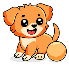 Cute Dog Cartoon Kawaii Sticker. Character Vector Illustration