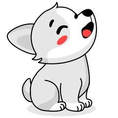 Cute Dog Cartoon Kawaii Sticker. Character Vector Illustration