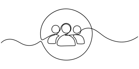 Social Collaboration Continuous Line Editable Stroke Line, Continuous One Line Drawing Teamwork Icons Concept. Single Line Vector Illustration, Civil Society Continuous Line Editable Stroke Icon.
