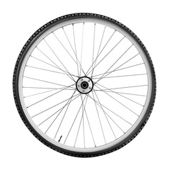 Bicycle tire and wheel side view isolated on white background.